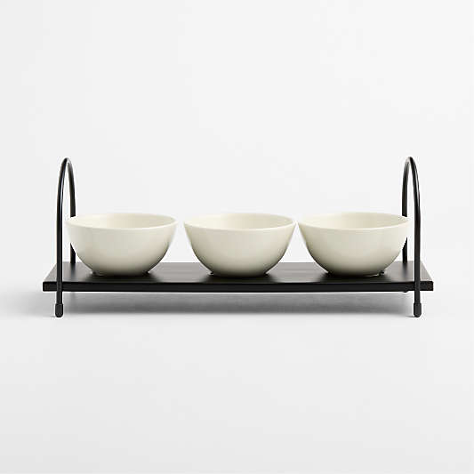 Bristol Ceramic 3-Part Server with Black Iron Stand