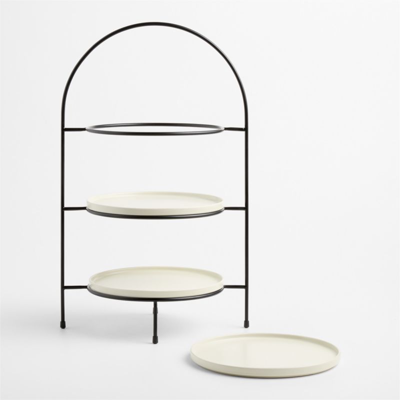 Bristol Ceramic 3-Tiered Server with Black Iron Stand - image 1 of 3
