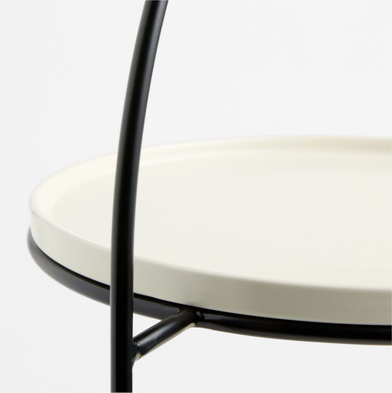 Bristol Ceramic 3-Tiered Server with Black Iron Stand - image 2 of 3