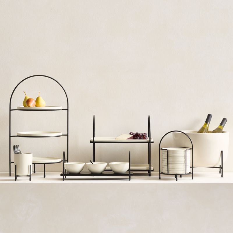 Bristol Ceramic 3-Tiered Server with Black Iron Stand - image 1 of 4