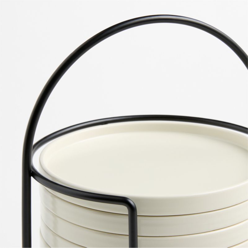 Bristol Ceramic Appetizer Plates with Black Iron Stand, Set of 10 - image 1 of 2