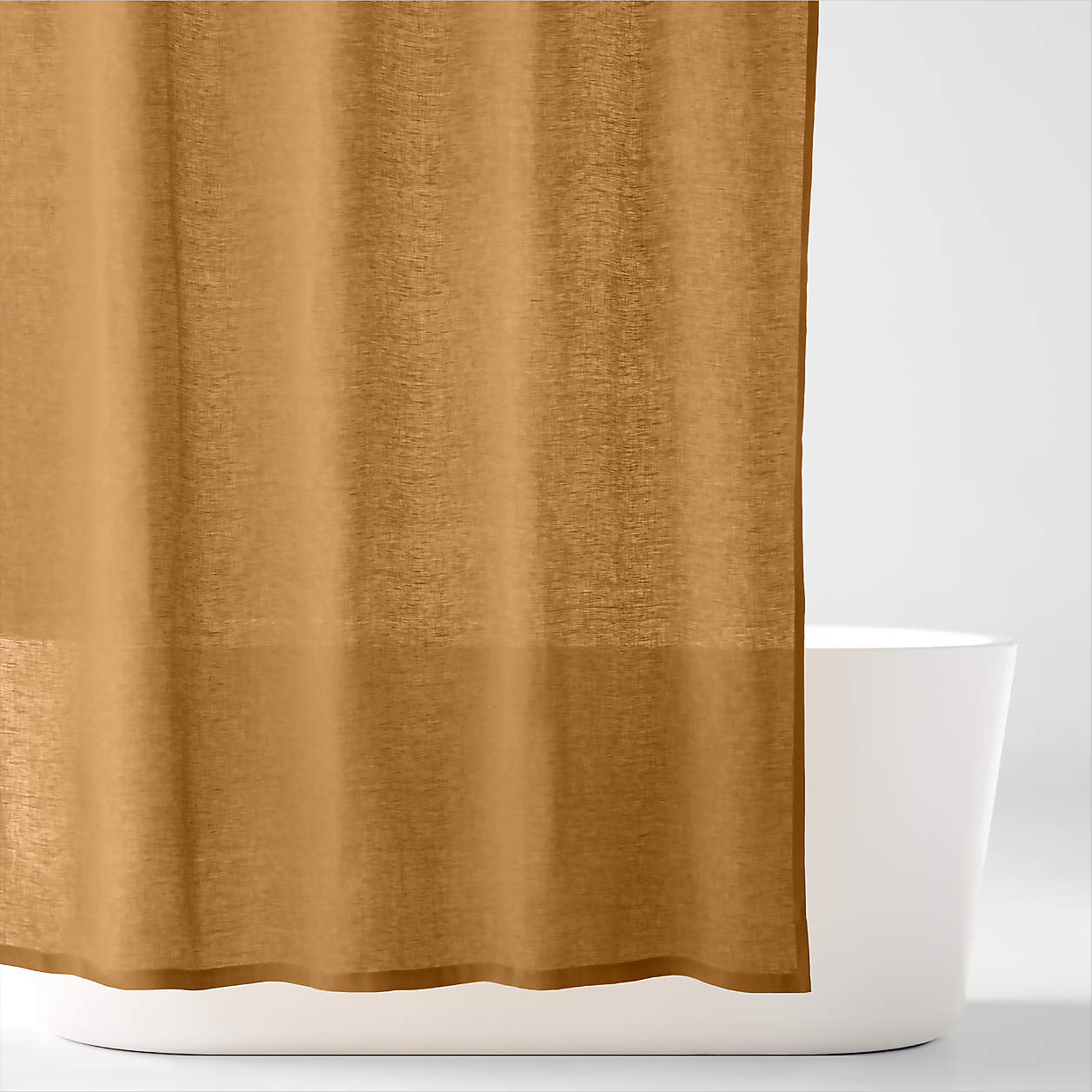 Brulee Brown Linen Shower Curtain + Reviews | Crate & Barrel