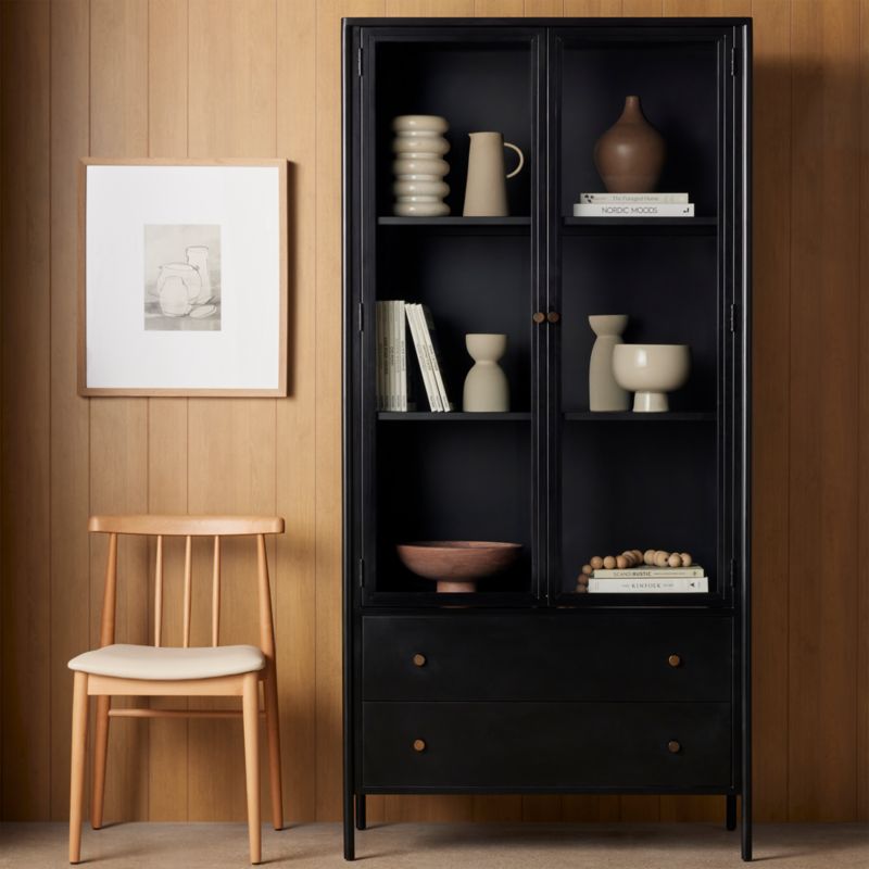 Bruno Black Metal Storage Display Cabinet - image 1 of 8