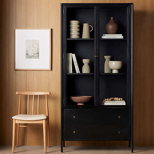 Bruno Black Metal Storage Display Cabinet