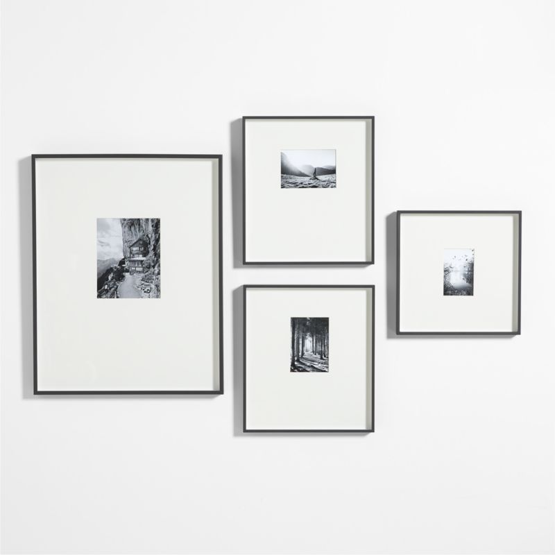 Brushed Black Metal Picture Frame with Vertical White Mat 5x7 - image 5 of 7