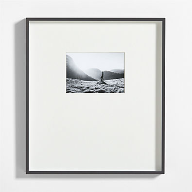 View Brushed Black Metal Picture Frame with Horizontal White Mat 5x7 details