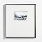 Brushed Black Metal Picture Frame with Horizontal White Mat 5x7 ...