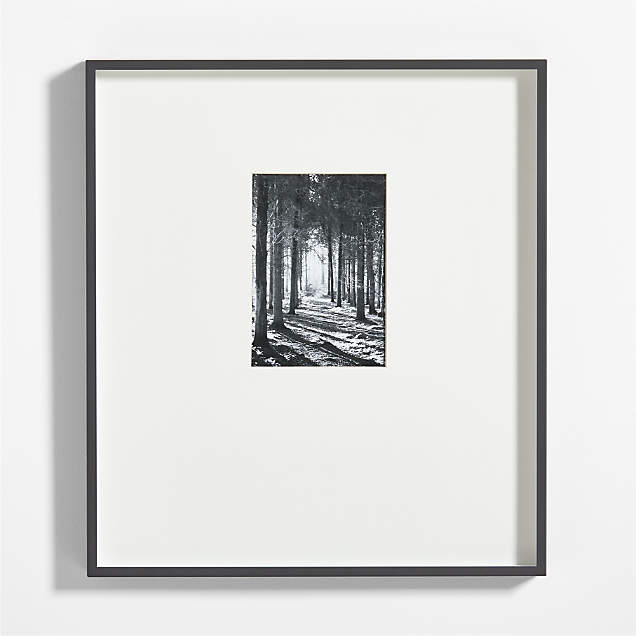 Brushed Black Metal Picture Frame with Vertical White Mat 4x6 Crate & Barrel