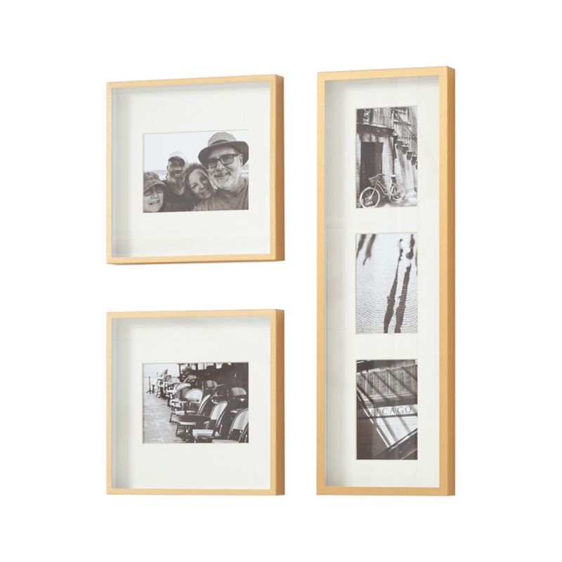 Brushed Brass Picture Frame Gallery, Set of 3 + Reviews | Crate & Barrel