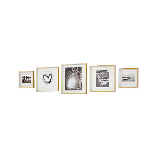 Brushed Brass Picture Frame Gallery, Set of 5