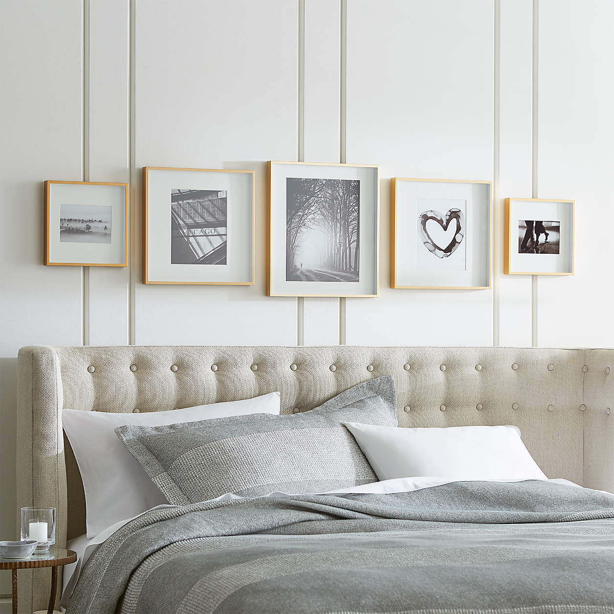 Brushed Brass Picture Frame Gallery, Set of 5 + Reviews Crate & Barrel