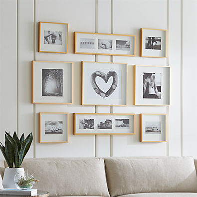 View Brushed Brass Picture Frame Gallery, Set of 9 details