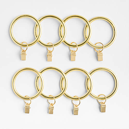 Brushed Brass 1.5" Window Curtain Rings, Set of 8