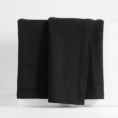 Brushed Organic Cotton Ink Black Full/Queen Bed Blanket