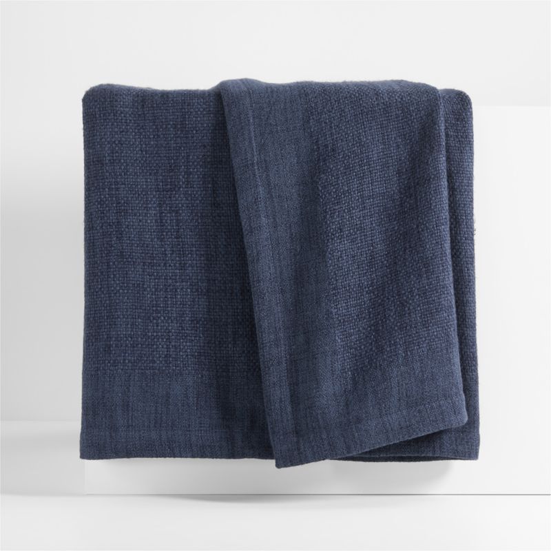 Brushed Organic Cotton Deep Indigo Blue King Bed Blanket