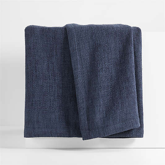 Brushed Organic Cotton Deep Indigo Blue Full/Queen Bed Blanket