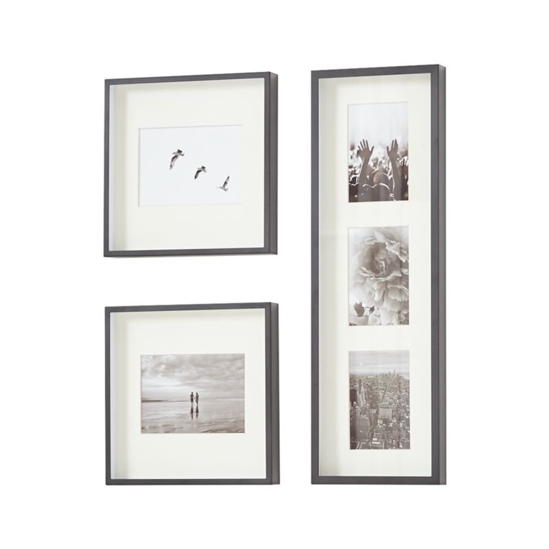 Brushed Black Picture Frame Gallery, Set of 3 + Reviews | Crate & Barrel