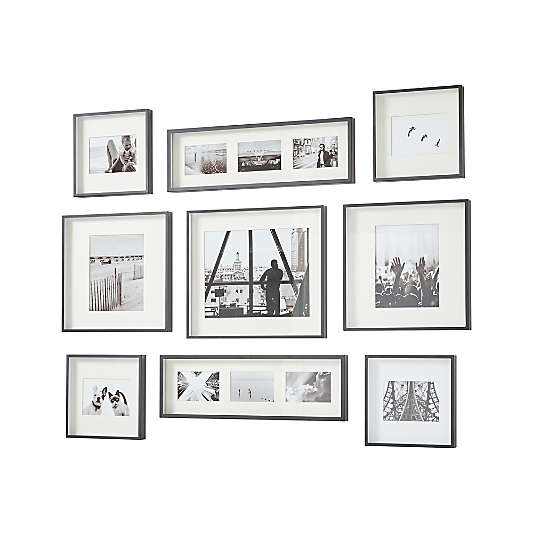 Brushed Black Picture Frame Gallery, Set of 9