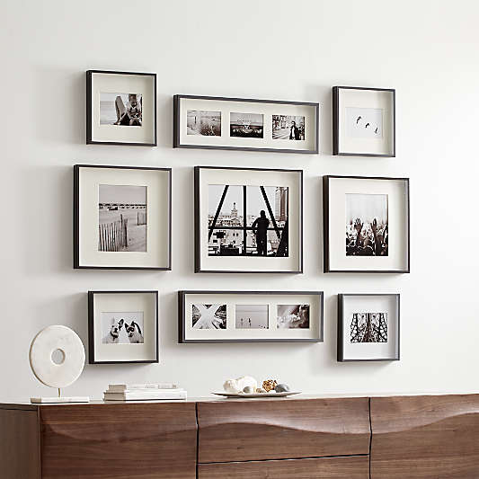 Brushed Black Picture Frame Gallery, Set of 9