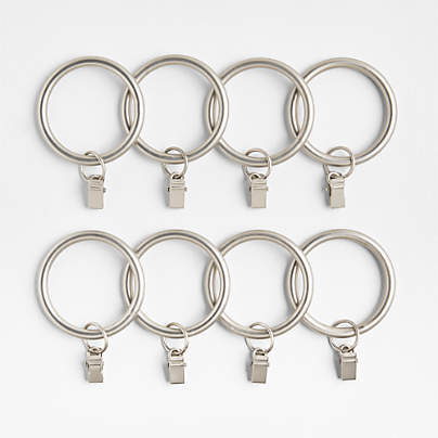 Brushed Nickel 1.5" Window Curtain Rings, Set of 8