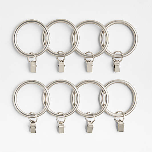 Brushed Nickel 1.5" Window Curtain Rings, Set of 8