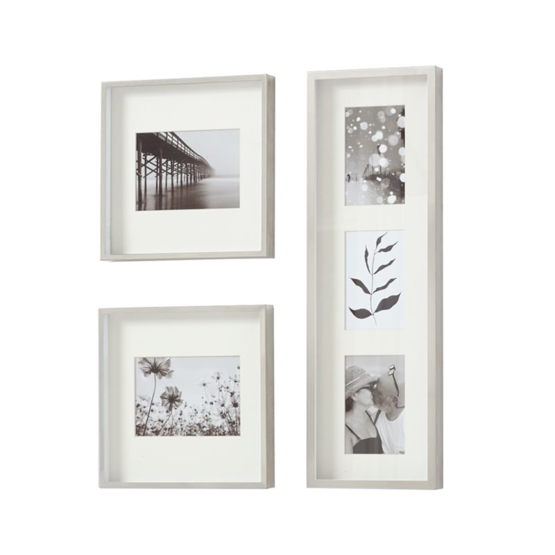 Brushed Silver Picture Frame Gallery, Set of 3 + Reviews | Crate & Barrel
