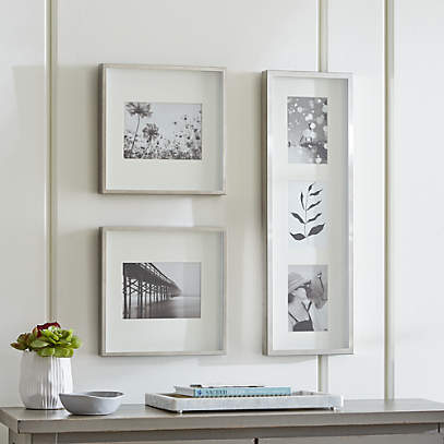 Set of 6 4x6 or 5x7 Contemporary Modern Style Silver Picture Frames 