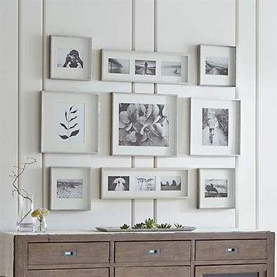 View Brushed Silver Picture Frame Gallery, Set of 9 details