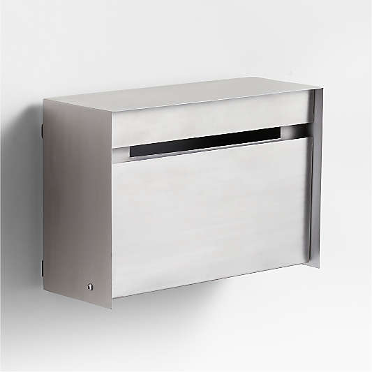 Brushed Nickel Modern Wall-Mount Mailbox