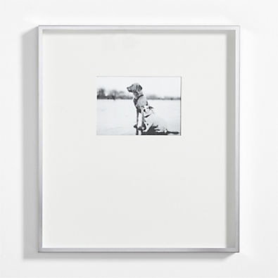 View Brushed Silver Metal Picture Frame with Horizontal White Mat 5x7 details