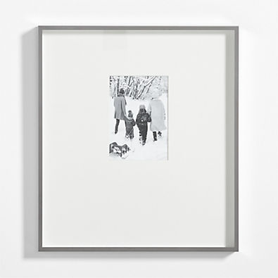 View Brushed Silver Metal Picture Frame with Vertical White Mat 5x7 details