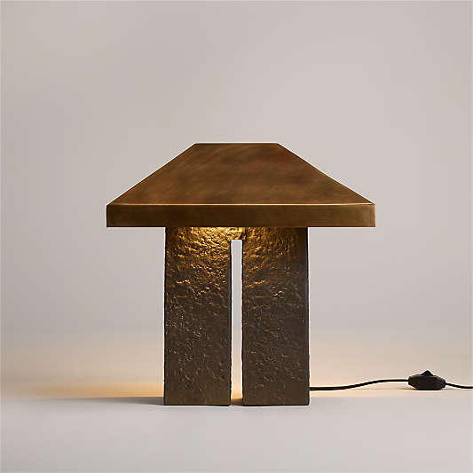 Brutalist Metal Table Lamp with Metal Shade