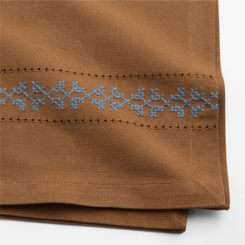 Brown Cross Stitch Napkin, Set of 4 - image 2 of 3