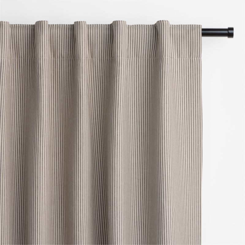 Brown Stripe Organic Cotton Linen Blackout Window Curtain Panel 52"x84" - image 2 of 7