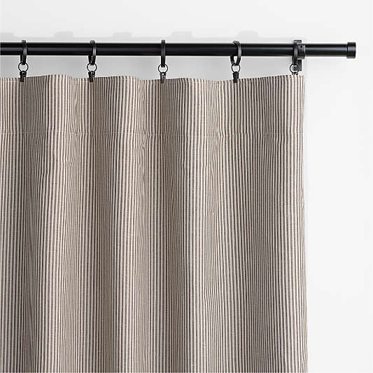 Brown Stripe Organic Cotton Linen Window Curtain Panels