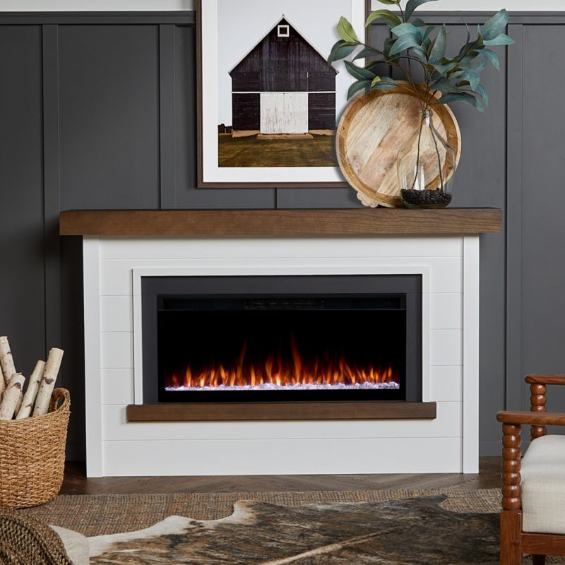 Brynwood White and Brown Wood with Landscape Smart Electric Fireplace 67" - image 1 of 8