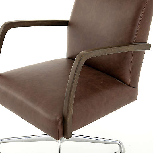 Bryson Havana Brown Leather High Back Stainless Steel Base Office Chair
