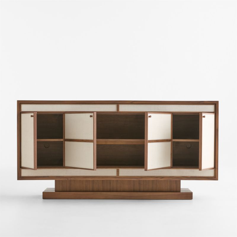 Baseline 72" Natural Walnut and Grasscloth Media Console by Venus Williams - image 1 of 7