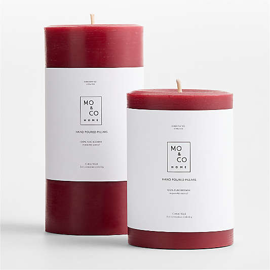 Beeswax Berry Red Pillar Candles