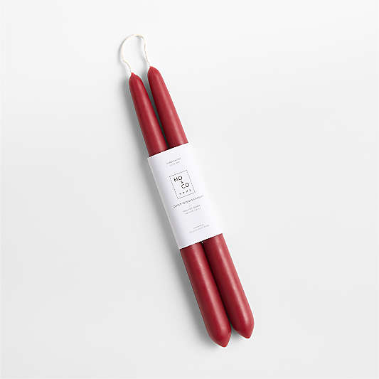 Berry Red Beeswax Taper Candle, Set of 2