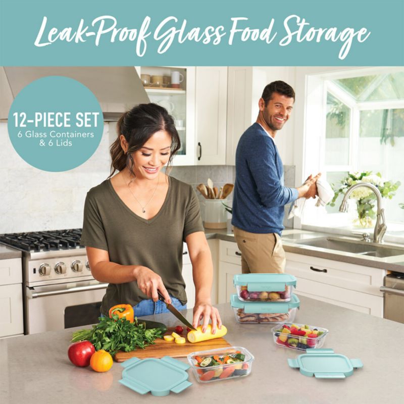 Bentgo Soft Aqua 12-Piece Leak-Proof Glass Food Storage Container Set with Plastic Lids - image 3 of 6