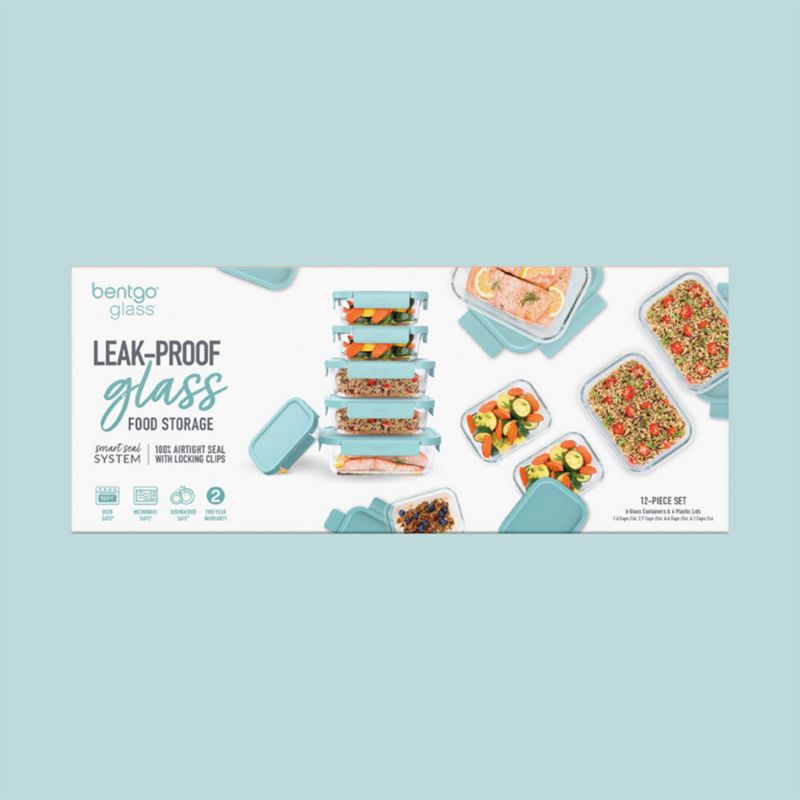 Bentgo Soft Aqua 12-Piece Leak-Proof Glass Food Storage Container Set with Plastic Lids - image 5 of 6