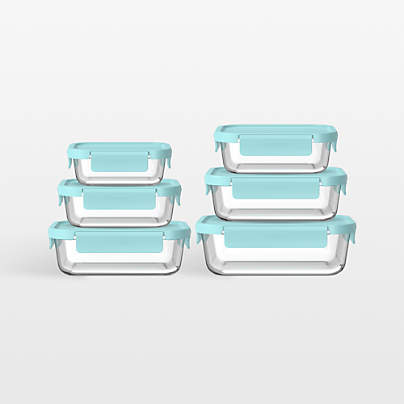 Bentgo Soft Aqua 12-Piece Leak-Proof Glass Food Storage Container Set with Plastic Lids