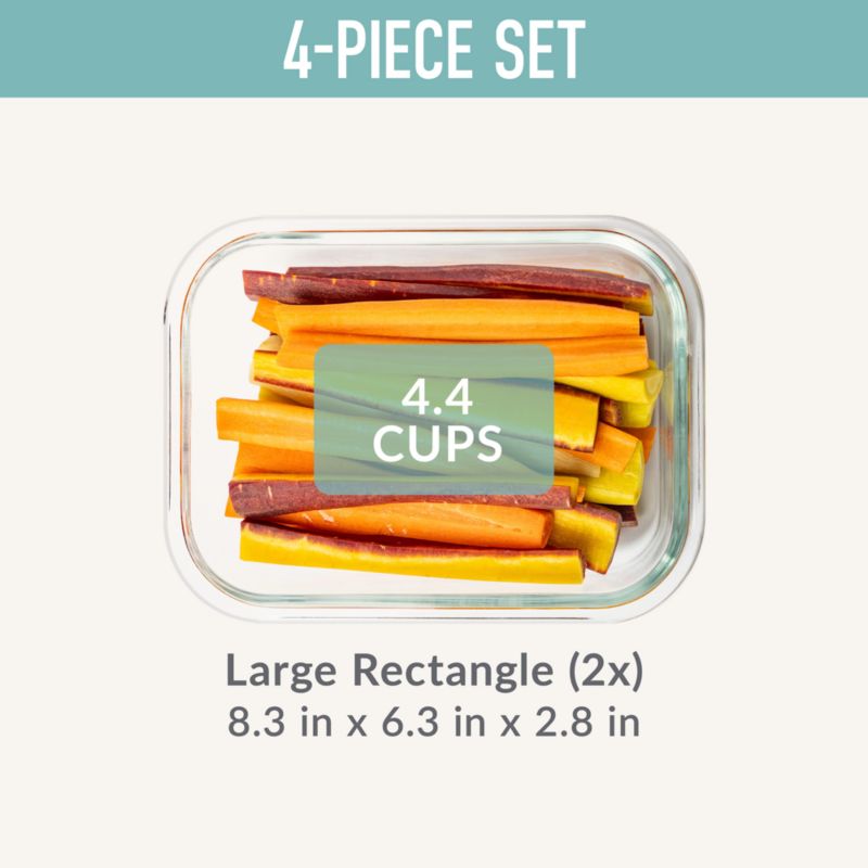 Bentgo Soft Aqua 4-Piece Leak-Proof Square Glass Food Storage Container Set with Plastic Lids - image 2 of 5