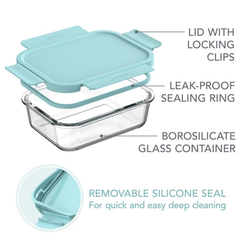 Bentgo Soft Aqua 8-Piece Leak-Proof Glass Food Storage Container Set with Plastic Lids - image 2 of 6