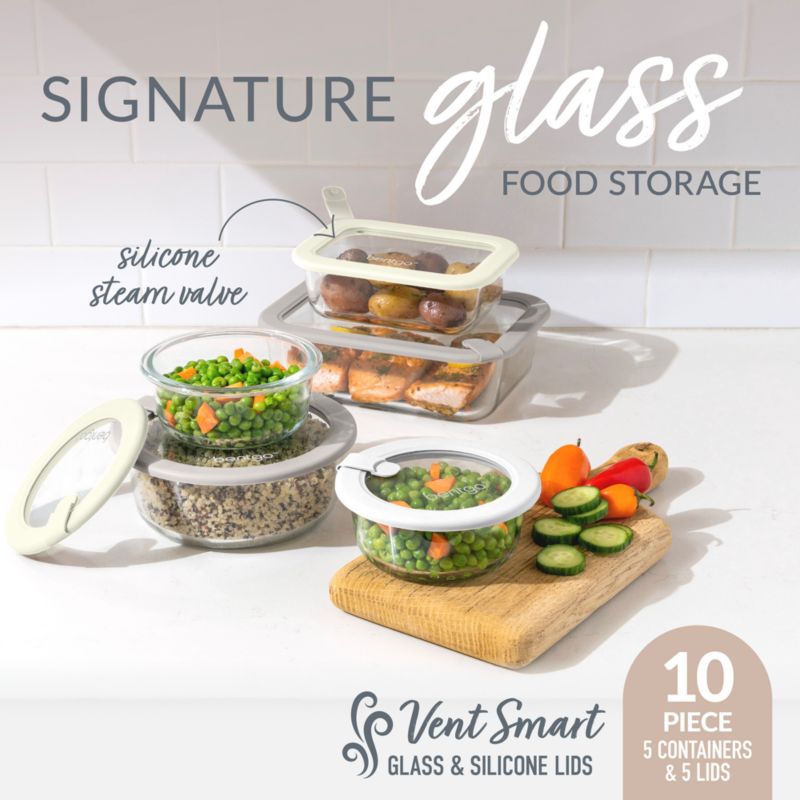Bentgo Signature 10-Piece White Stone Multi-color Glass Food Storage Set - image 1 of 6