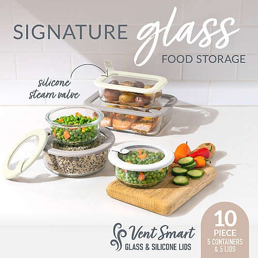 Bentgo Signature 10-Piece White Stone Multi-color Glass Food Storage Set