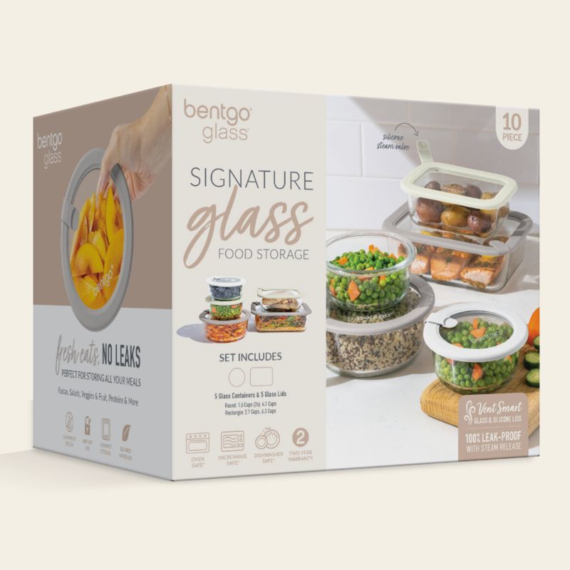 Bentgo Signature 10-Piece White Stone Multi-color Glass Food Storage Set - image 4 of 6