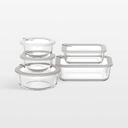 Bentgo Signature 10-Piece White Stone Multi-color Glass Food Storage Set
