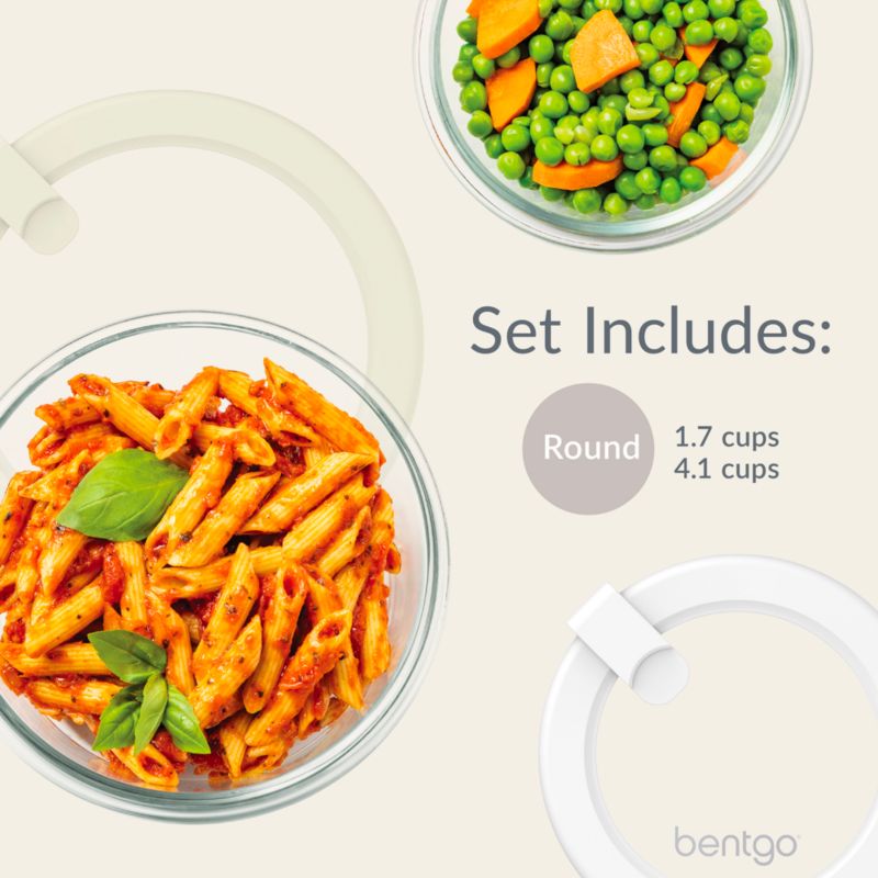 Bentgo Signature 4-Piece White Stone Multi-color Round Glass Food Storage Set - image 4 of 5